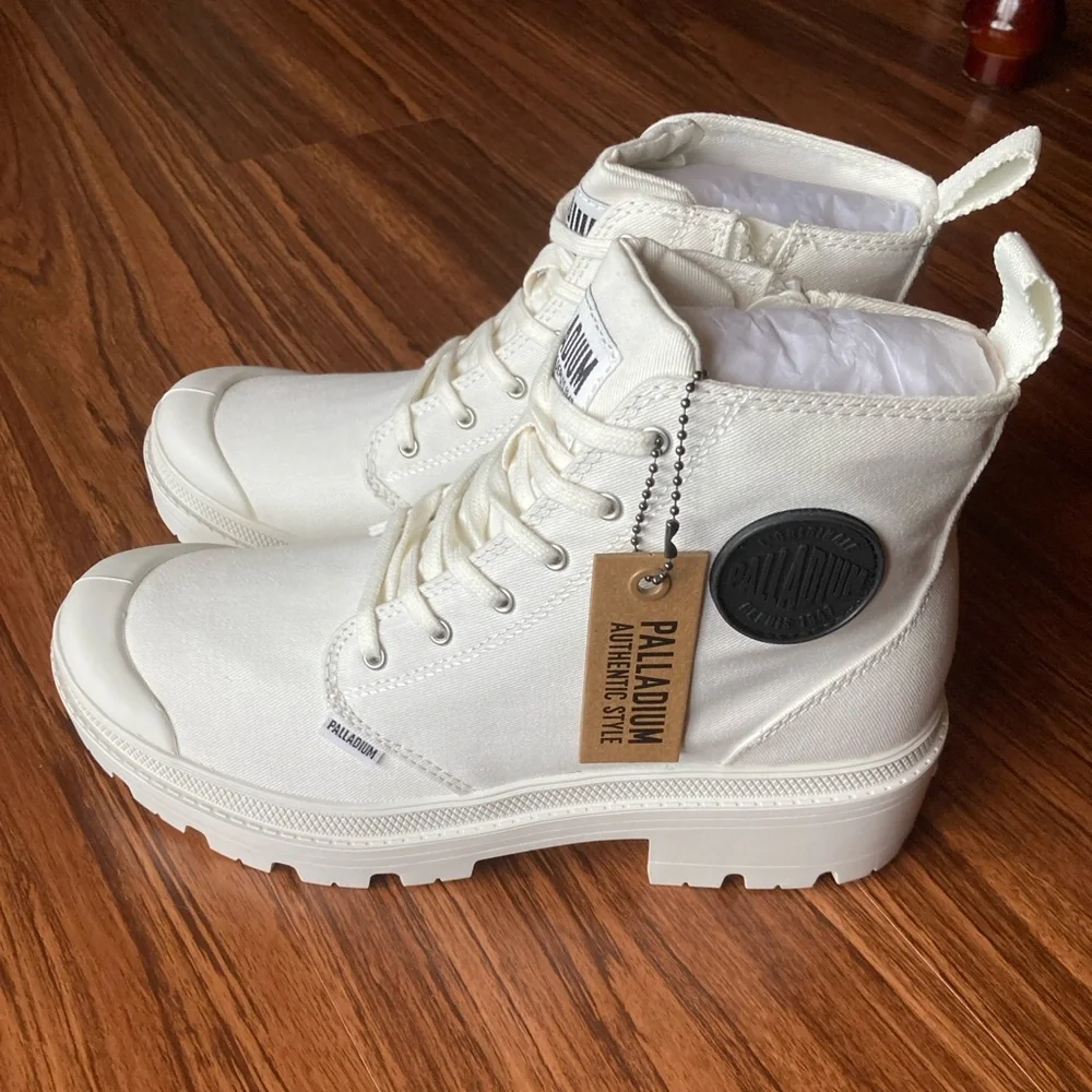 Palladium Women's Pallabase Twill White Boots - Picture 3 of 9